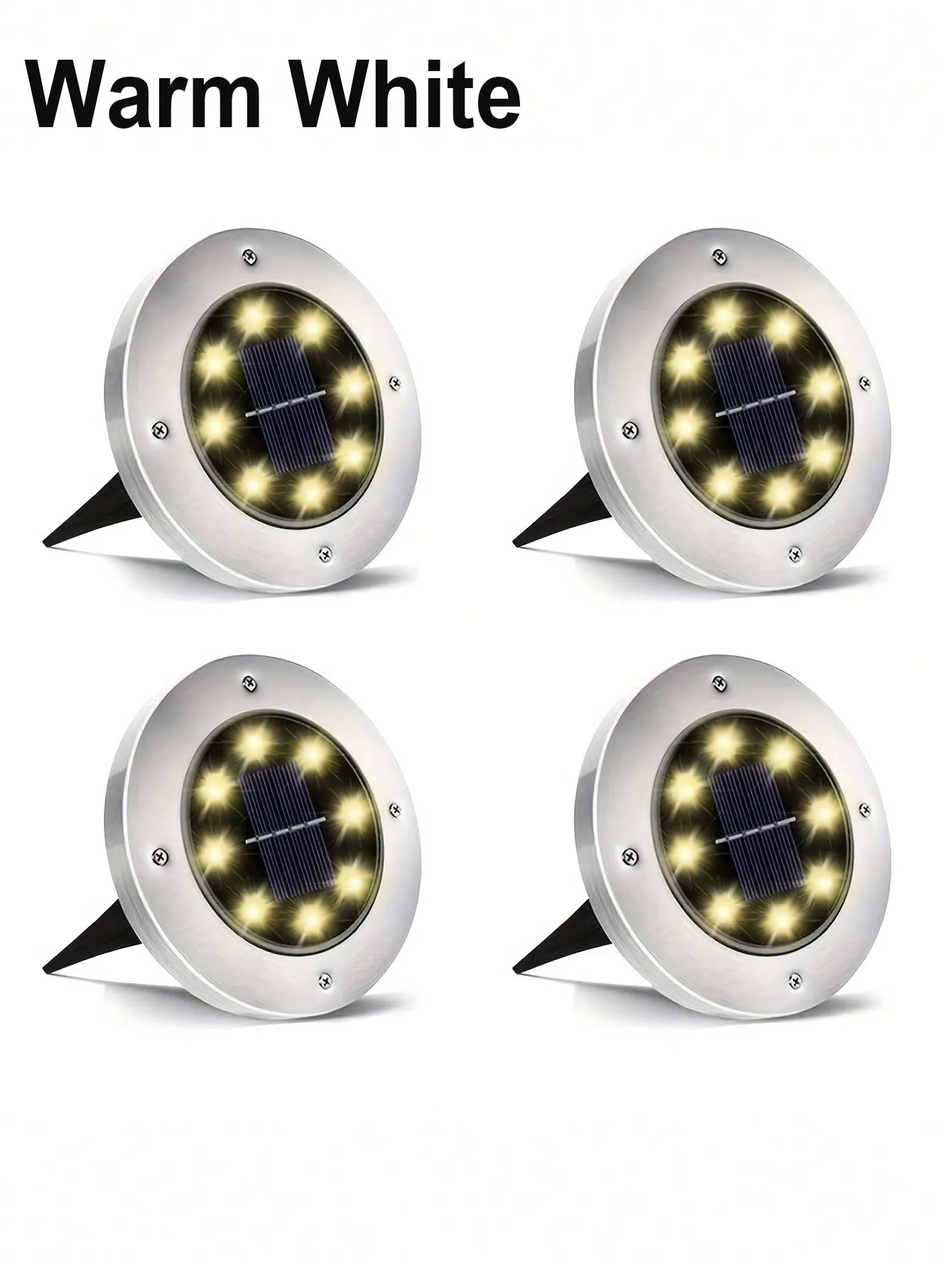 4 Packs Outdoor Solar Ground Lights: 8 LED Waterproof, fits Garden, Lawn, Pathway