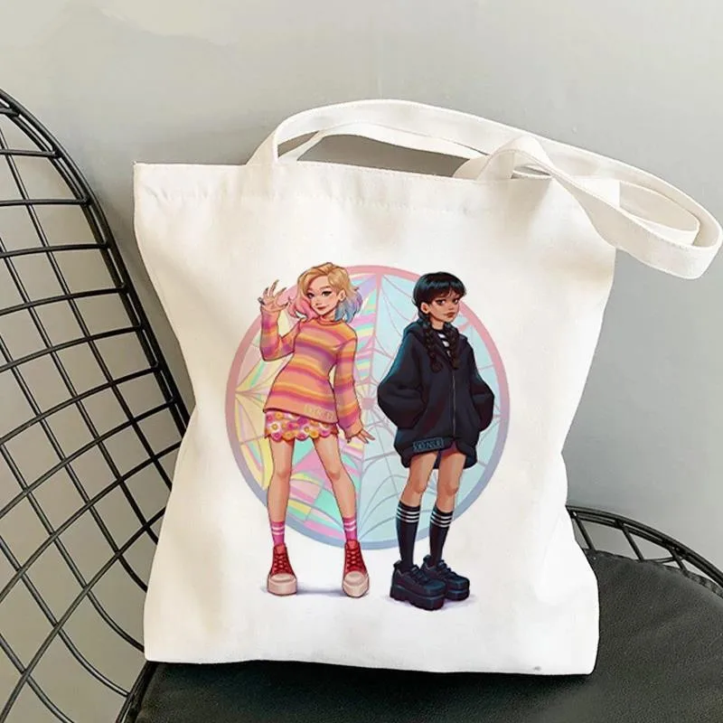 Nevermore Academy day Addams Eco Tote Bags per le donne Shopping Bag femminile Eco Bag grande borsa di tela borsa della spesa riutilizzabile