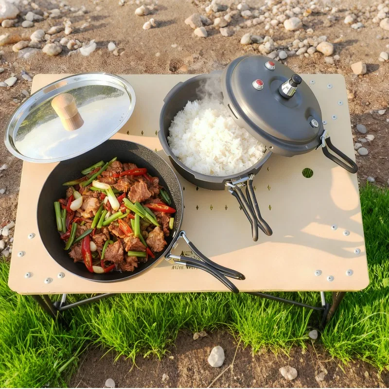 Portable Folding Pressure Cooker 80KPA Aluminum Alloy Plateau Cookware 2L Stew Pot for Outdoor Cooking Camping Picnic