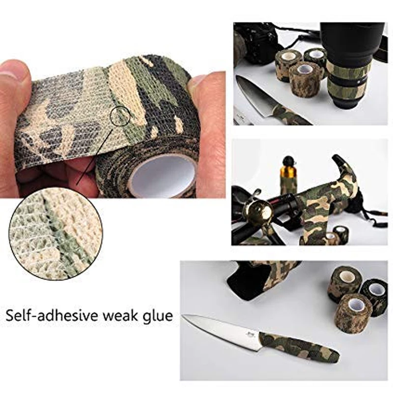 6/12 rolls of camouflage self-adhesive tape, non-woven cohesive bandage wraps, pet bandages, camouflage camouflage tape