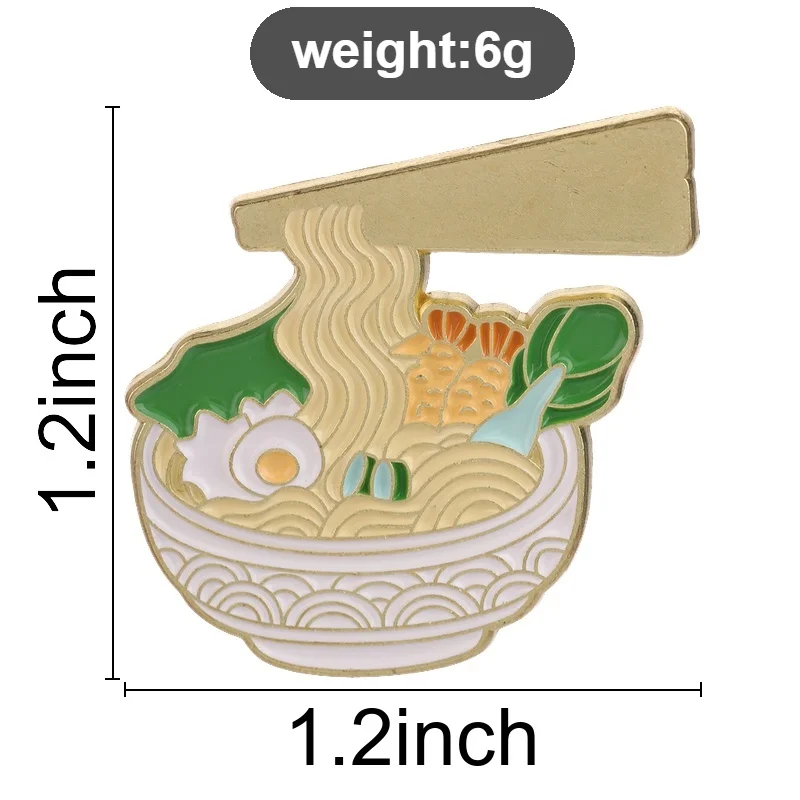Ramen-Schüssel mit Ei und Gemüse Emaille-Anstecknadel Japanischer Stil Feinschmecker-Brosche Revers-Abzeichen Schmuck Geschenk für Freunde – Detail 1