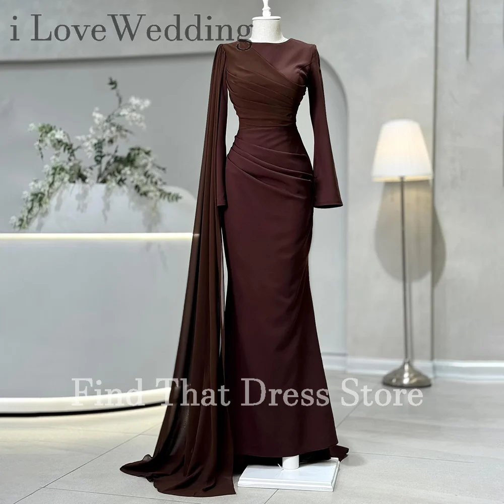 ชุดราตรีเจ้าสาวแบบสั่งตัด ทรงเข้ารูป คอทรงโอ แขนยาว จับจีบ ยาวแบบแม็กซี่ สไตล์ซาอุดิอาระเบีย พร้อมแขนยาว