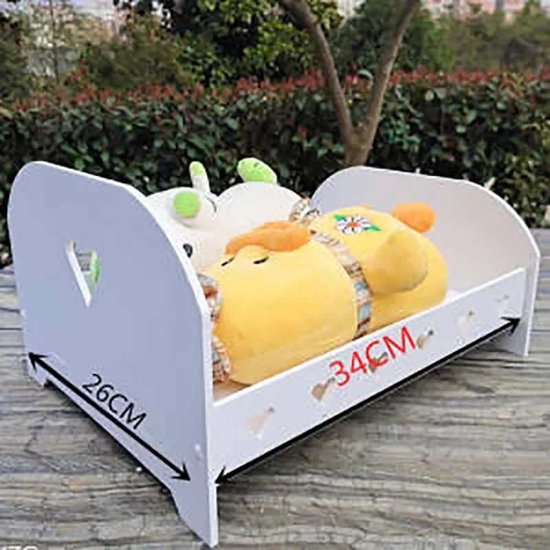 Mini Doll Furniture Bedroom Children Play House Double Bed Wooden Fabric Bed OB11 BJD Doll Bed