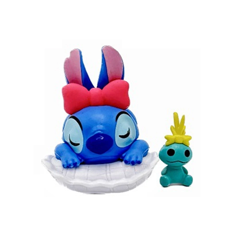 Disney Anime Lilo and Stitch figures Toys Lovely Stitch Hand With Scrump Model Decoration Toys