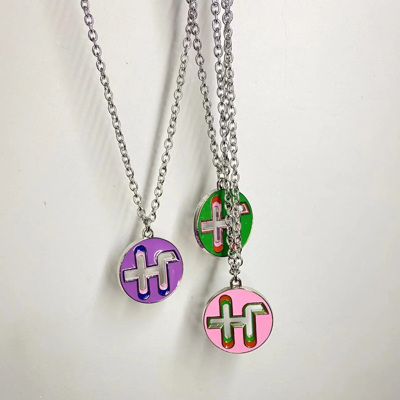 New Creative Colorful Dripping Necklace Hip Hop Style Personality Round Pendant Stainless Steel Necklace Fashion Jewelry Gift
