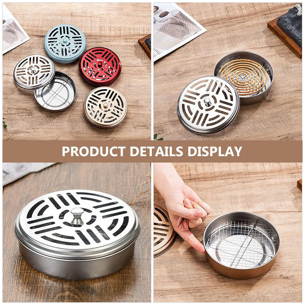 

4Pcs Stainless Steel Hollow Burner Dish for Bedroom Living Room Balcony Outdoor Use Fireproof Incense Holder Case