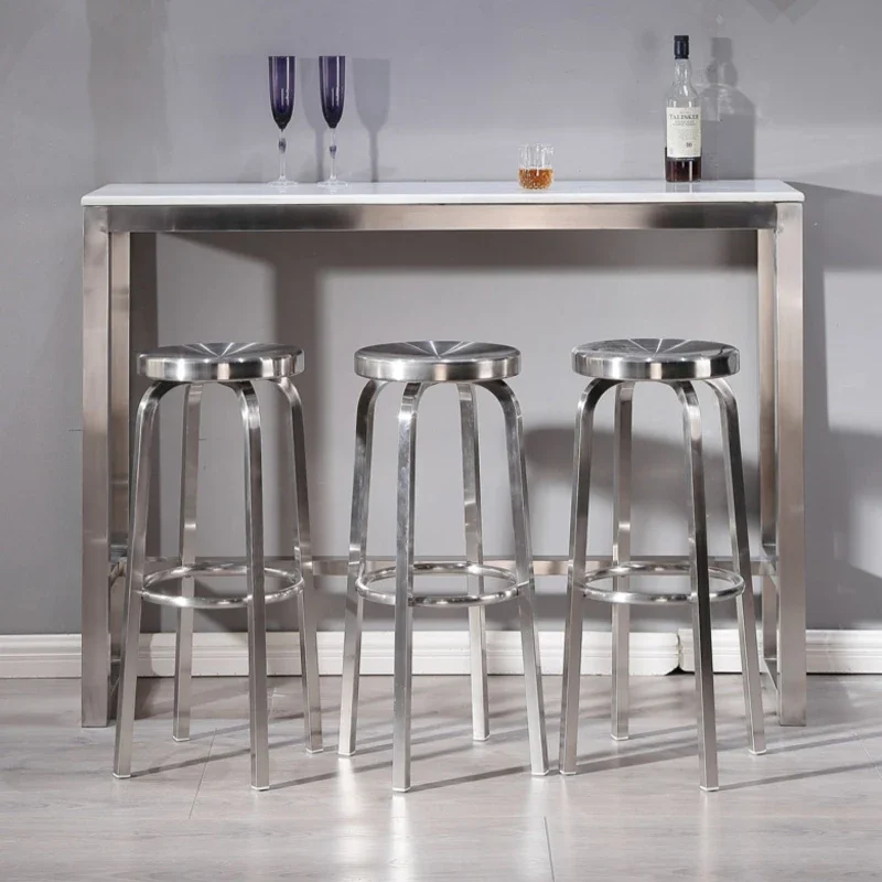 Modern Minimalist High Foot Seat Stainless Steel Bar Chair Milk Tea Shop Counter Stools Stable Load-Bearing Restaurant Furniture