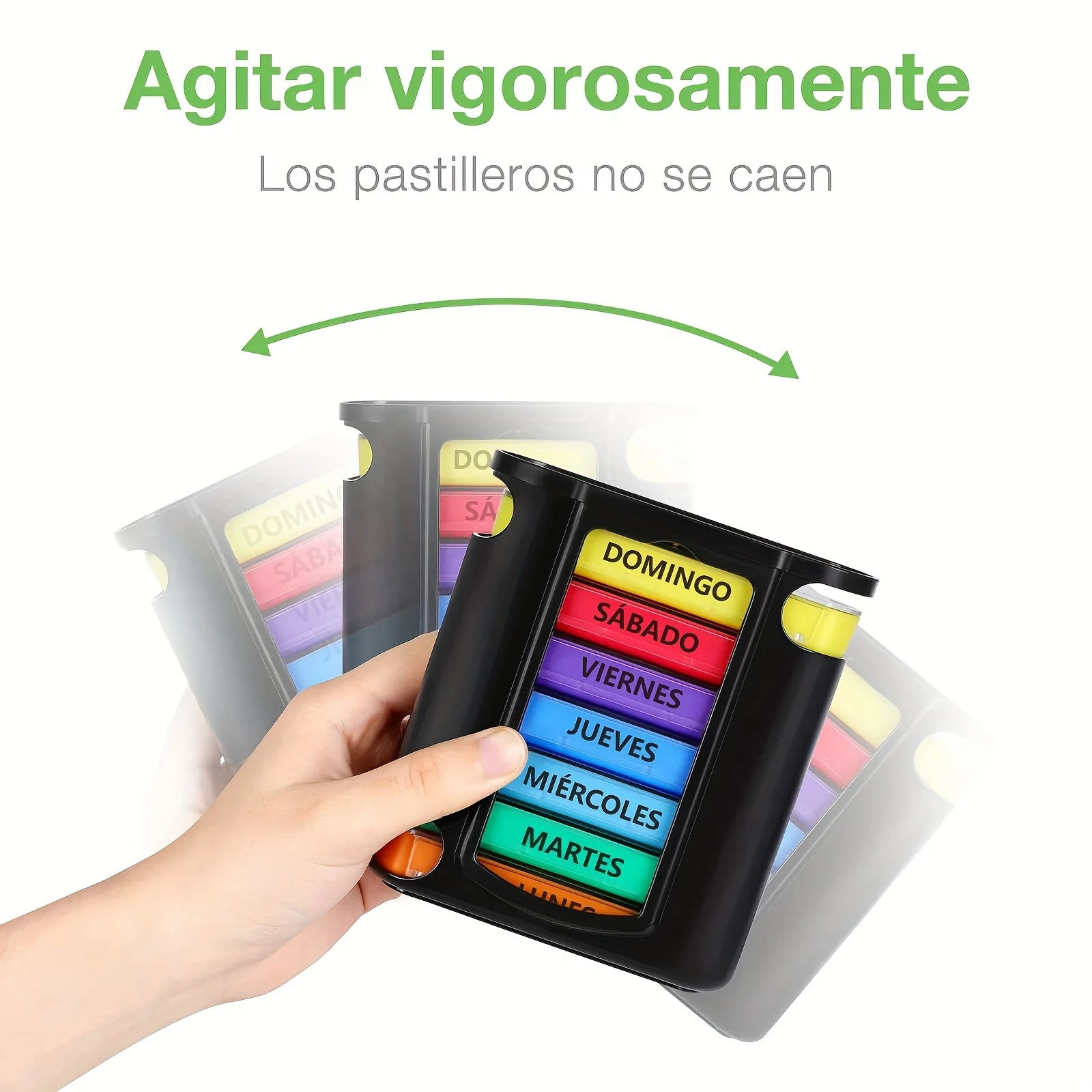 

[Spanish printing] Weekly Pill Box 4 Doses, Large Daily Pill Box 7 Days, Pill Dispenser with 28 Compartments