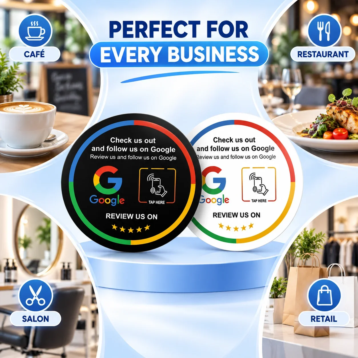 Google signboard card NFC Tap Business Desktop sticker Google Card Social Media RFID Card NFC Google Round Review Card