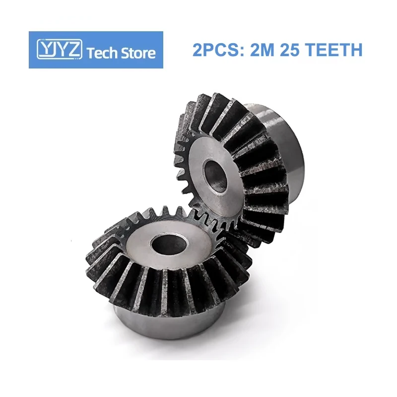 

2 Mod 25 Teeth 2M25T Bevel Gear Hole 10/15/18/20/22/24/25mm Precision Pinion Transmission 45# Steel 90° Center Distance 42mm