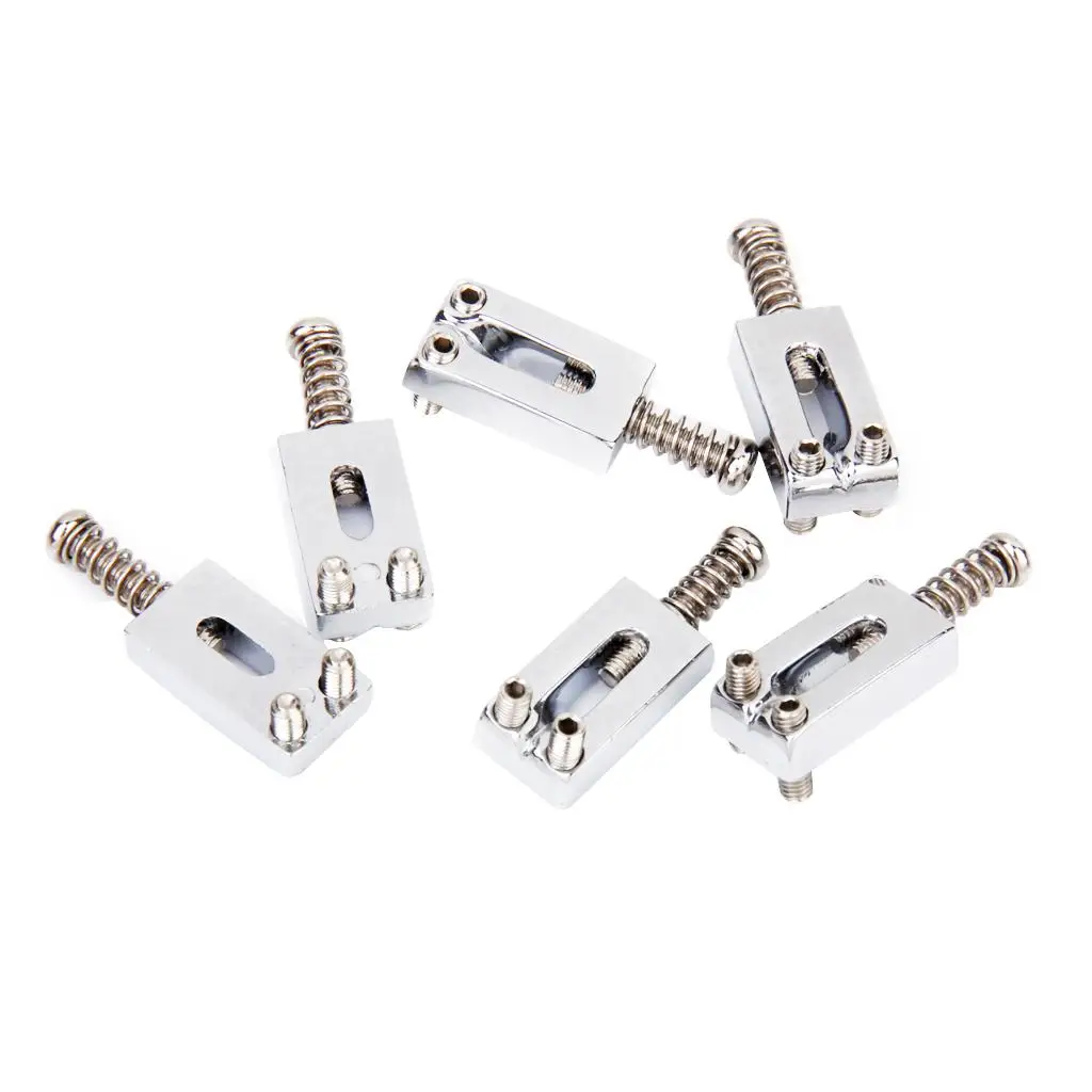 6pcs Chrome Electric Guitar Saddles Zinc Alloy Narrow Spacing Bridge Parts for Guitar Hardware Replacement Kit