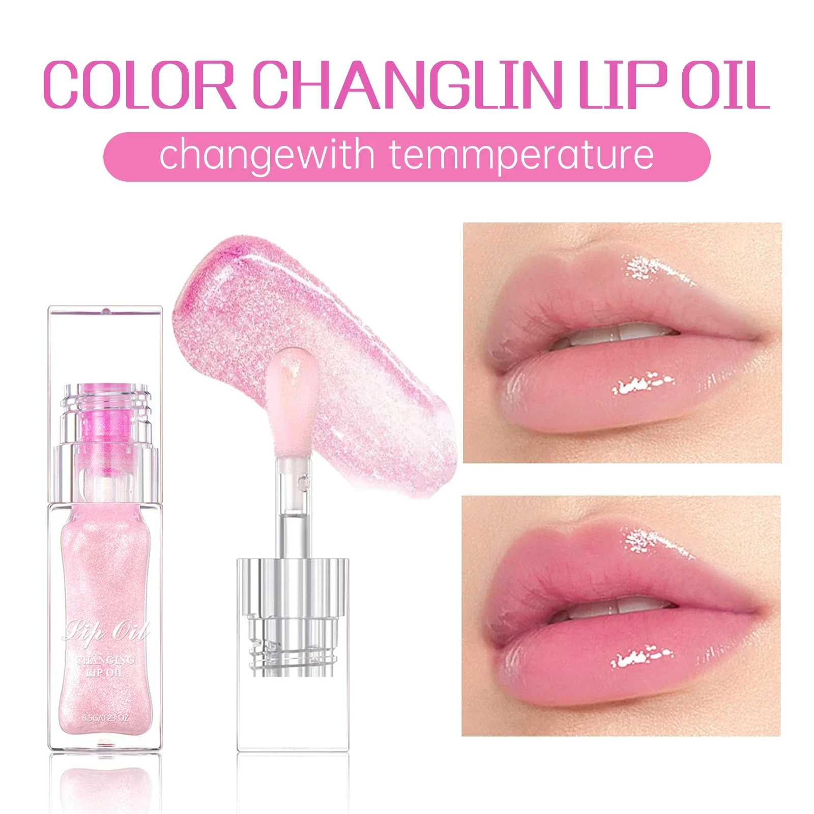 Color Changing Lip Oil Mirror Water Lip Glaze Long-lasting Waterproof Crystal Jelly Oil Lip Tint Moisturizing Non-stick Cup Care