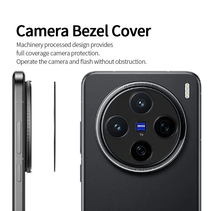 Per Vivo X200 Ultra Mini Pro Copertura della cornice della fotocamera Tappo protettivo per obiettivo cavo super sottile Antigraffio Pellicola adesiva in metallo nero