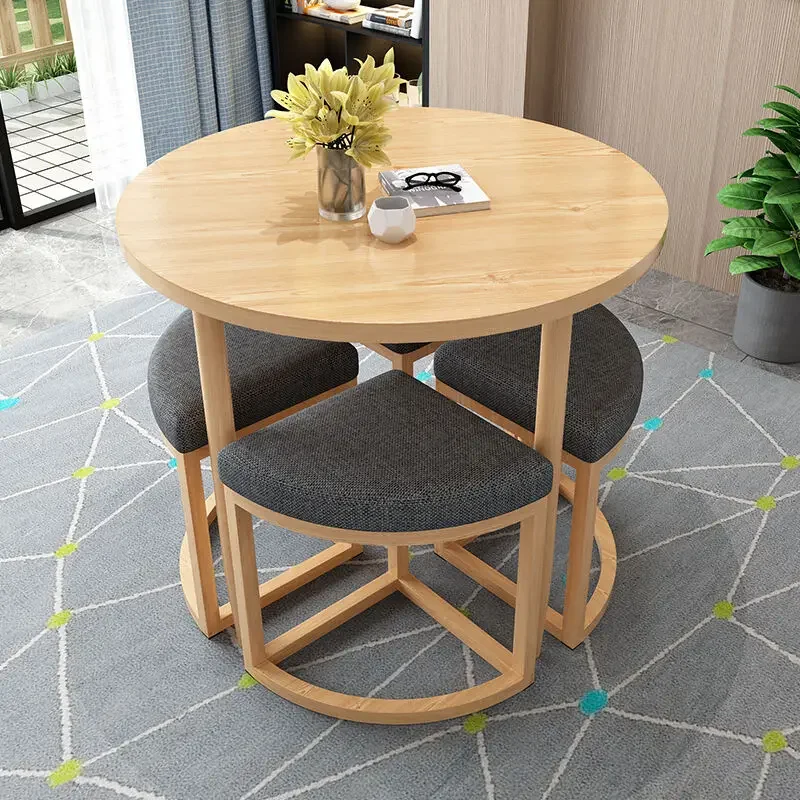 

Минималистичный офисный набор для встреч, компактный круглый стол, дизайн для хранения, аренда квартиры, конференц-зала