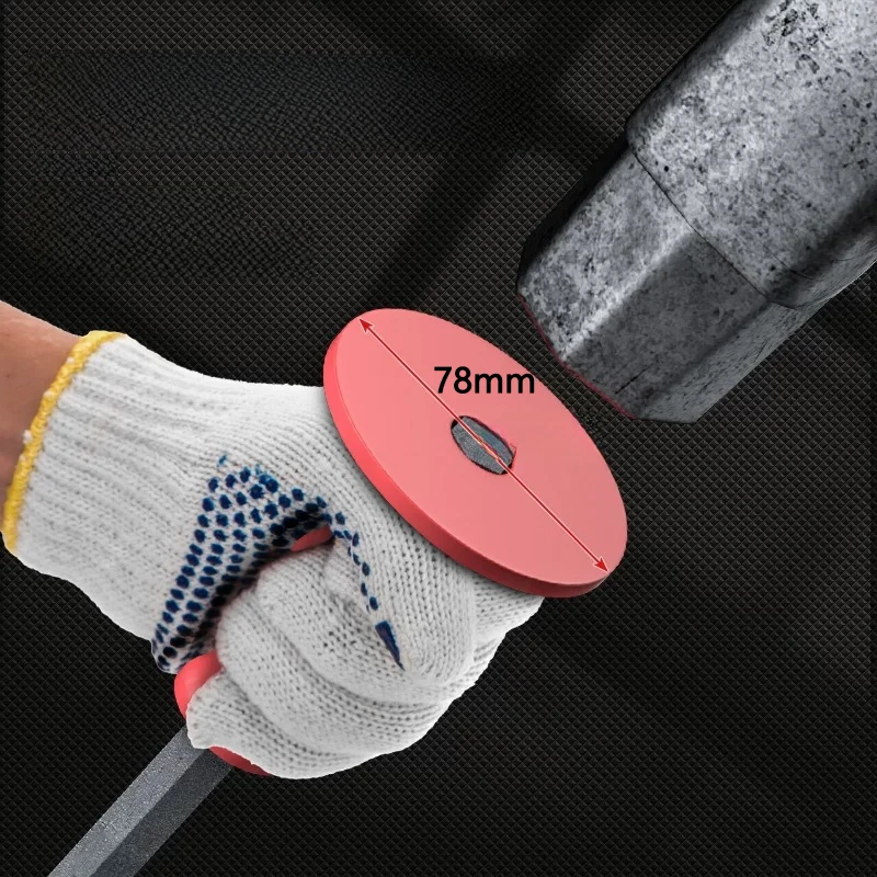 Tungsten Alloy Steel Flat Head Pointed Chisel with Hand Guard for Stonemason Carving Knife Stone Breaking Hand Tools