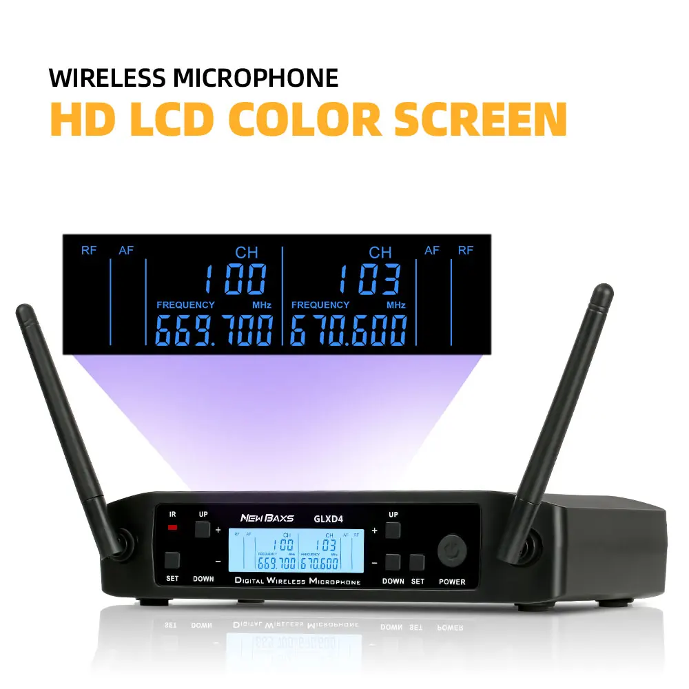 Imagem -04 - Microfone sem Fio Duplo Sistema 600699mhz Performances de Palco Dinâmico Uhf Canais Portátil Alta Qualidade Glxd4 Profissional