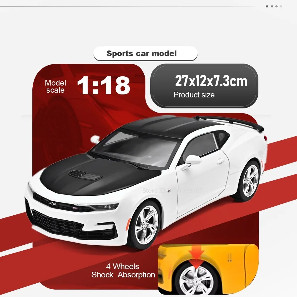 

1:18 Supercar Camaro Revuelto Model Toys Alloy Diecast Shock Absorption Front Wheel Steering Ornament Sports Car Models for Kids