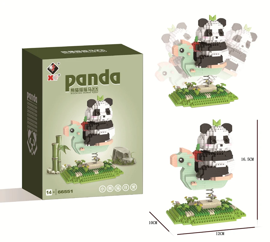 Tiny Particles Assembled Building Blocks Diy Assembled Toys Cartoon Swing Panda Series 66549-66552