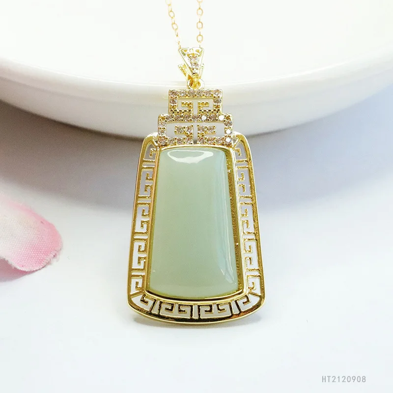 

Natural Hetian Jade Smooth Plaque Pendant Minimalist Lucky Charm HT2120908
