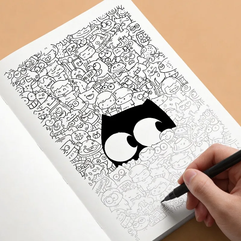 Carnet de croquis à motifs de décompression avec des éléments animaliers, végétaux, de science-fiction ou originaux, idéal pour adolescents et adultes, comme cadeau