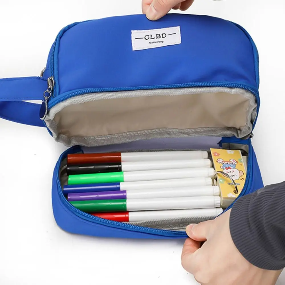 Grande Capacidade Waterproof Canvas Pencil Case, Multifuncional Pen Bag, Bolsa estilo coreano, Papelaria Bolsa, Material escolar e de escritório