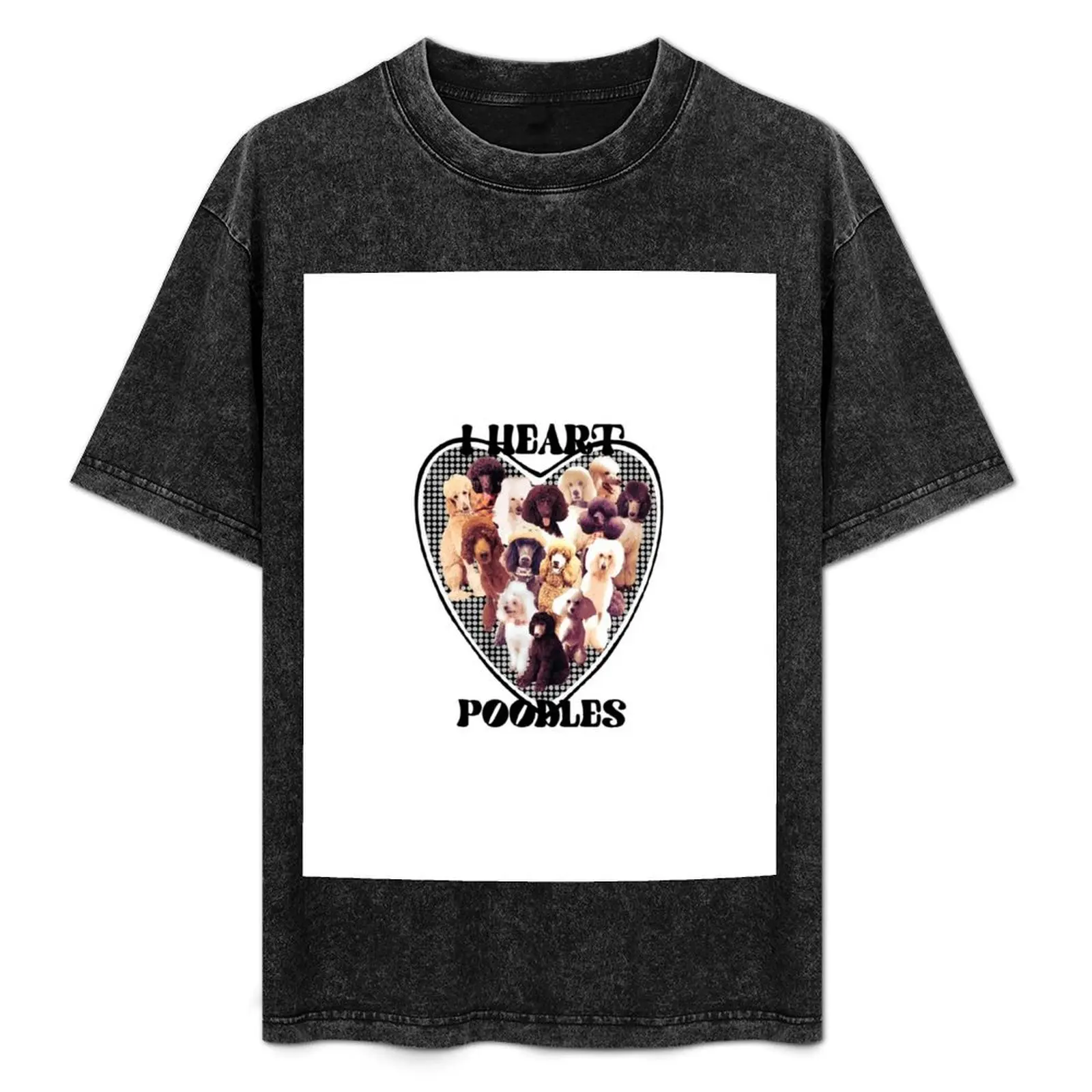 

I Heart Poodles Adorable Dogs T-Shirt Basic Daily Outfit Short Sleeve Tee