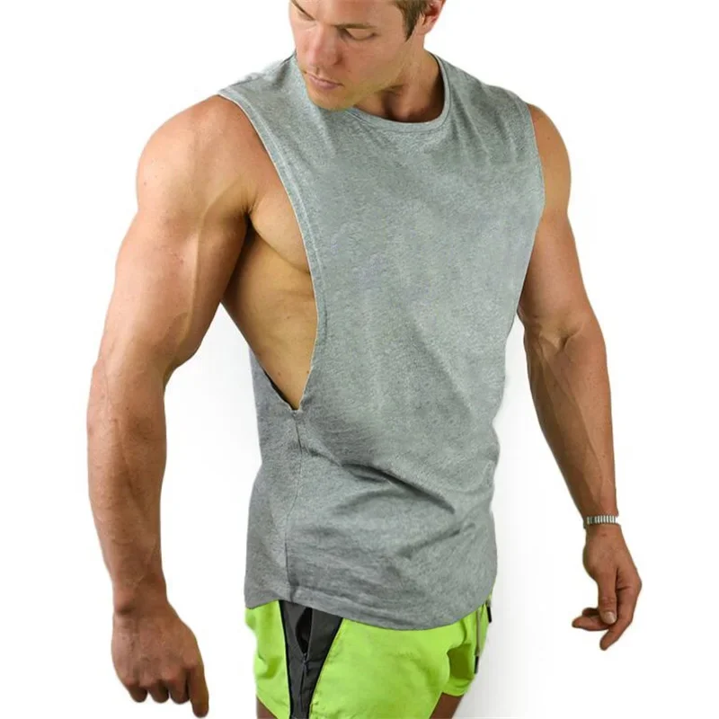 Summer Cotton Gym Clothing Mens Tank Tops Sleeveless Shirt Bodybuilding Equipment Fitness Singlets Mens Solid Stringer Tanktop