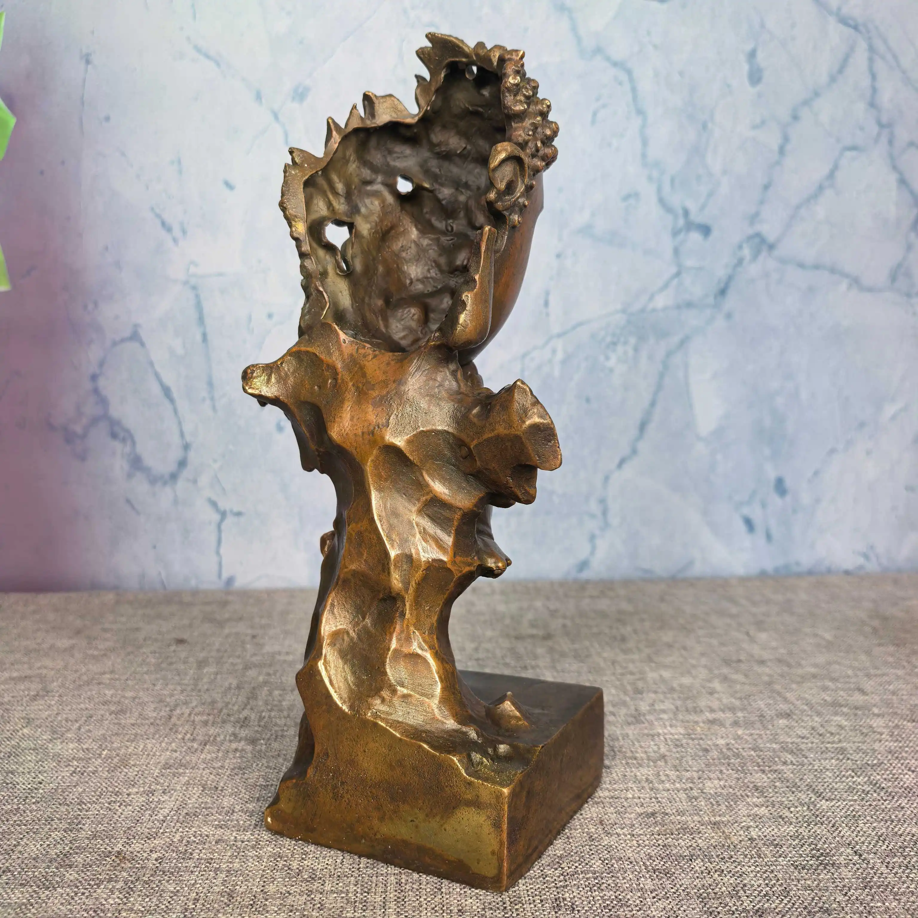 Old Brass Antique color Copperware One thought becomes a demon Buddha Demon Face Amitabha Buddha Shakyamuni Half body Buddha