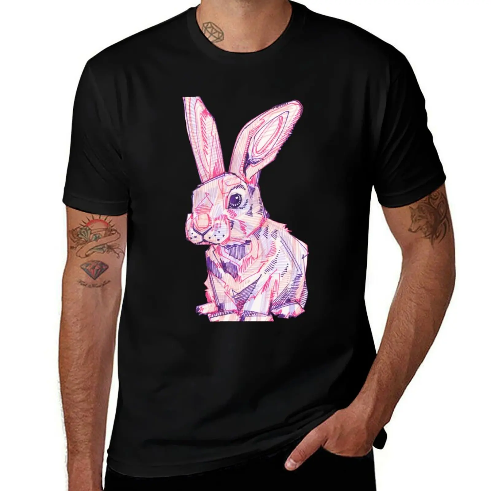 

Pink Rabbit Drawing - 2017 T-Shirt anime figures blacks t shirt men 100℅ cotton