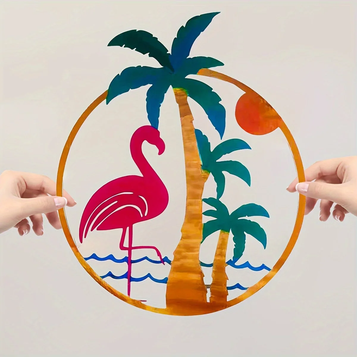 

CIFBUY Flamingo Metal Wall Art Palm Tree Hanging Home Decor for Indoor Outdoor Flamingo Wall Plaque Hanging Artwork Wall Sticker