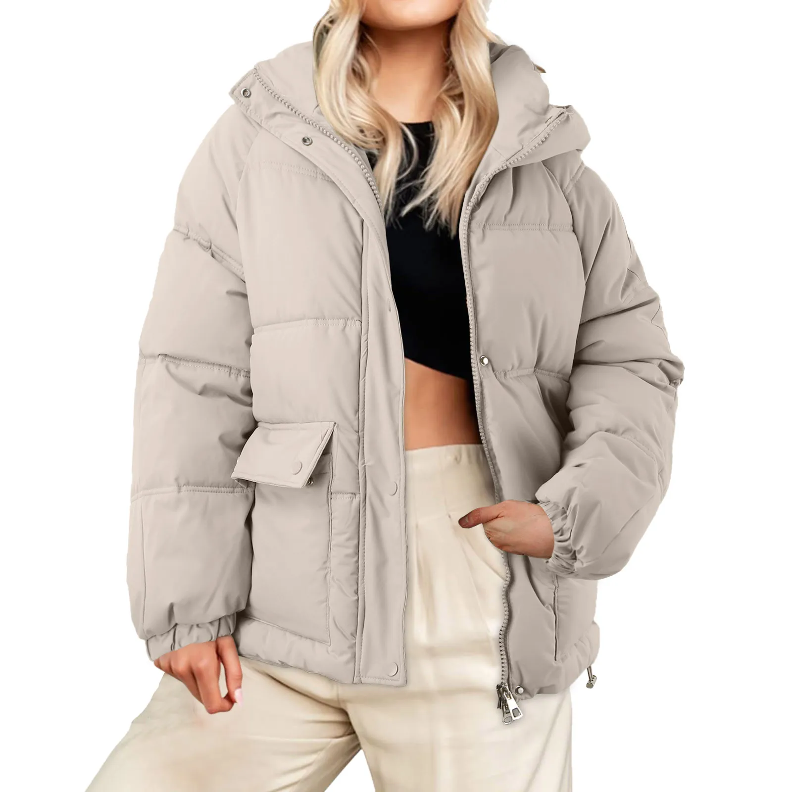 Chaqueta de plumón gruesa con capucha para mujer, abrigos acolchados de algodón, Parkas holgadas coreanas, prendas de vestir de gran tamaño,