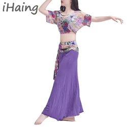 Women Oriental Belly Dance Top Spilt Skirt Set Dancing Lesson Wear Elegant Adult Bellydance Practice Dancewear Outfit Clothings