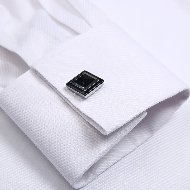 2025 Classic White French Regular Fit Cufflinks Men's Business Dress Long Sleeve  Lapel Men Social Shirt