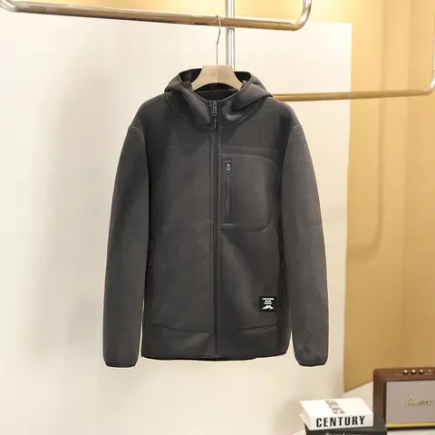 उच्च गुणवत्ता वाले पुरुषों के फैशनेबल, शांत और बहुमुखी ठोस रंग आकस्मिक और बहुमुखी शरद ऋतु और सर्दियों ऊन हुड वाली जैकेट 10 best sales ठंडी जैकेट - №9