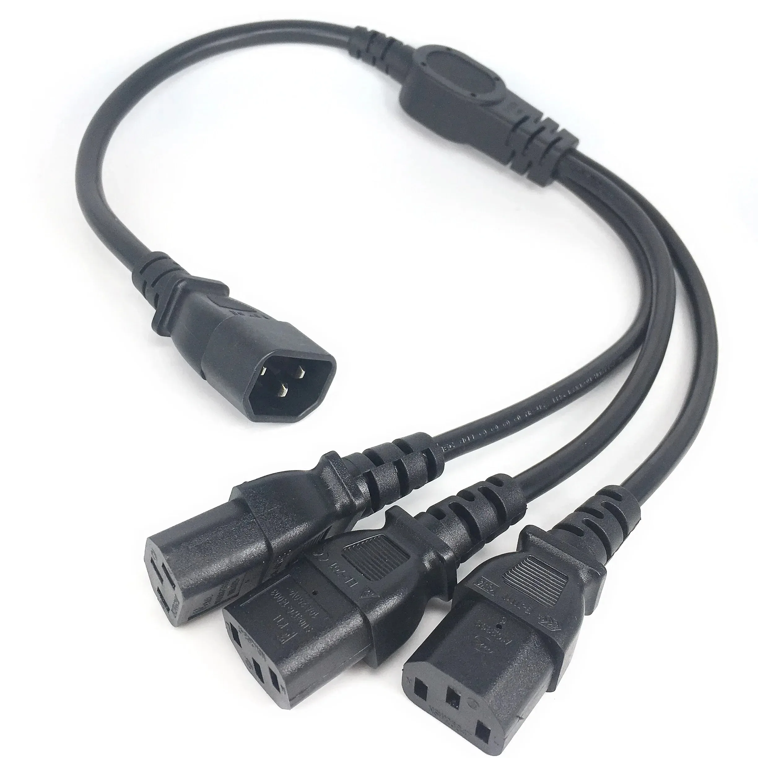 IEC 320 C Male Plug to 3XC13 Female Y Type Splitter Power Cord, C14 to 3 x C13