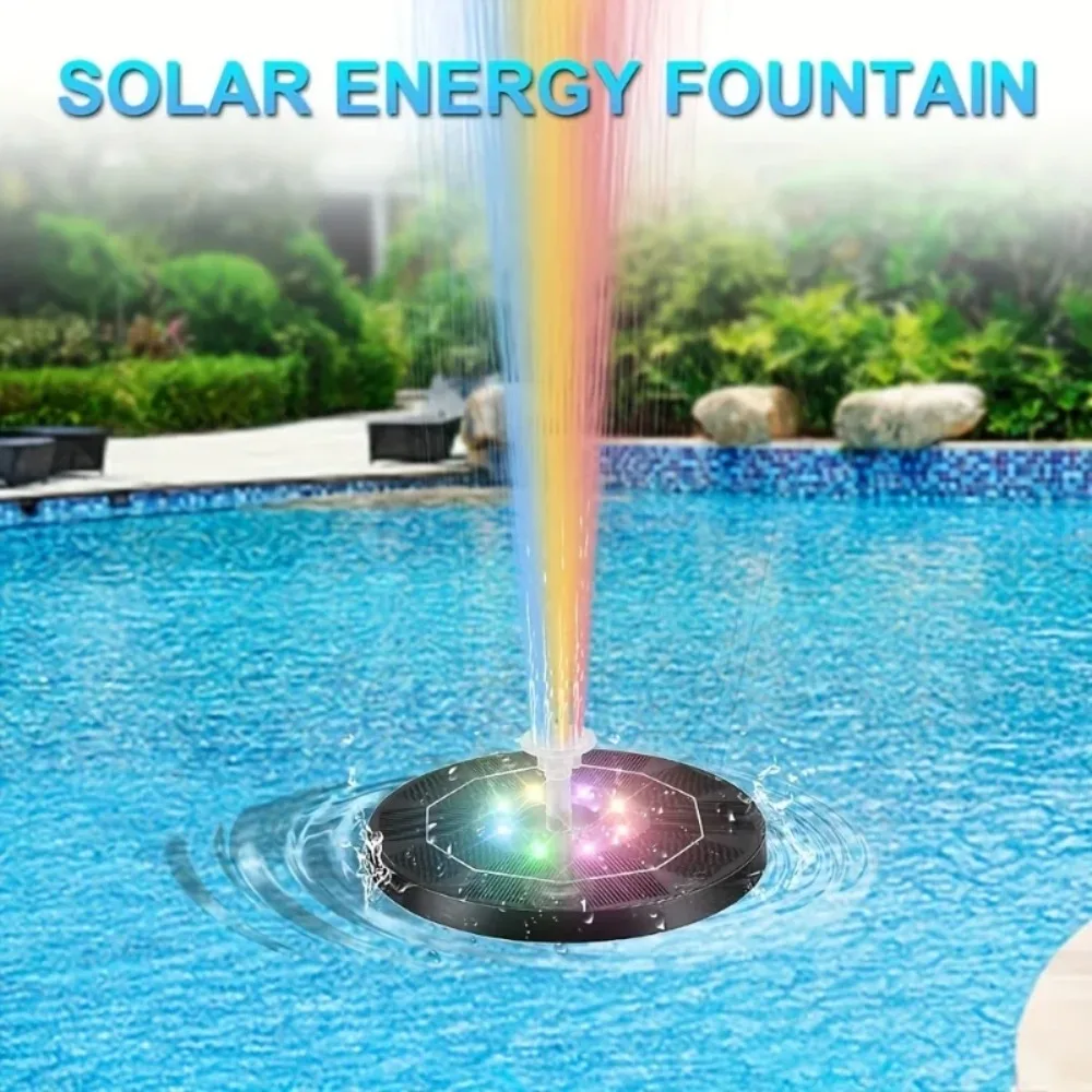 3.5W Solar Fountain with 8 LED Lights for Bird Bath Fountain Pump, Dual Nozzle Flower Shaped Fountain Garden Pond Decoration