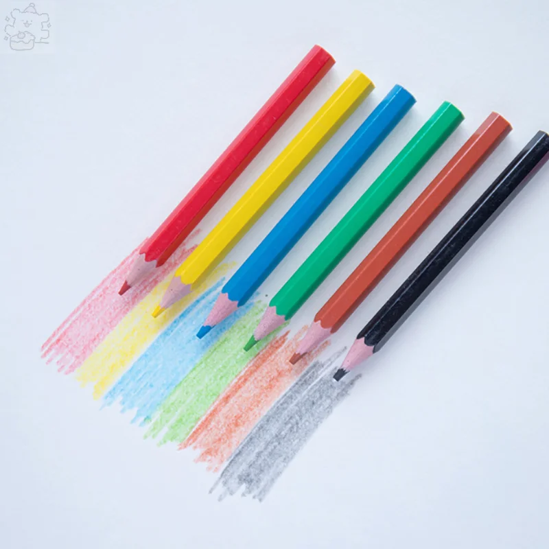 Colored Pencil Set For Kids Drawing Crayons 6pcs 3.5inch Wooden
