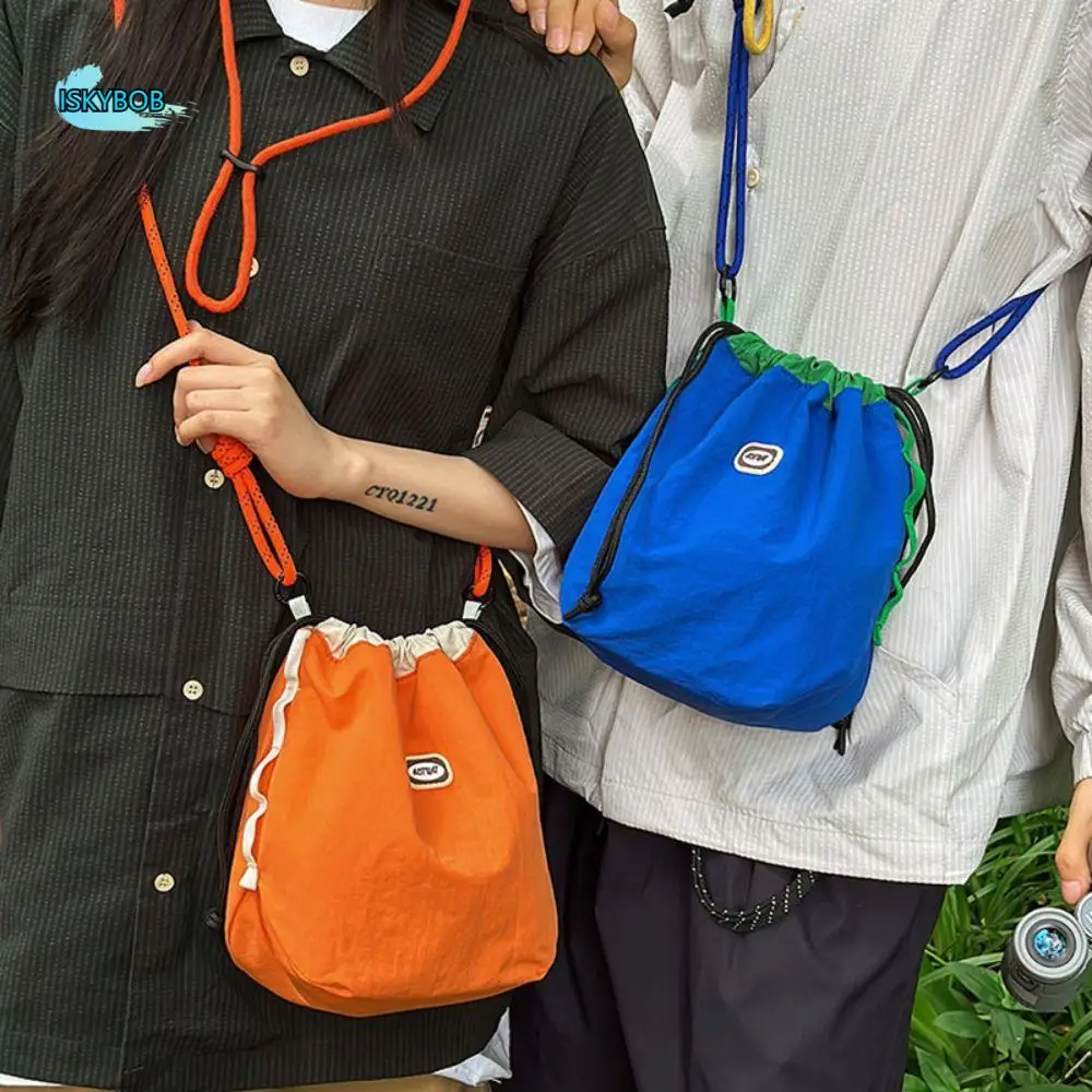 

Портативная спортивная нейлоновая сумка на плечо, сумка для монет, повседневная сумка через плечо на шнурке, однотонная сумка в корейском стиле для мобильного телефона, мужская