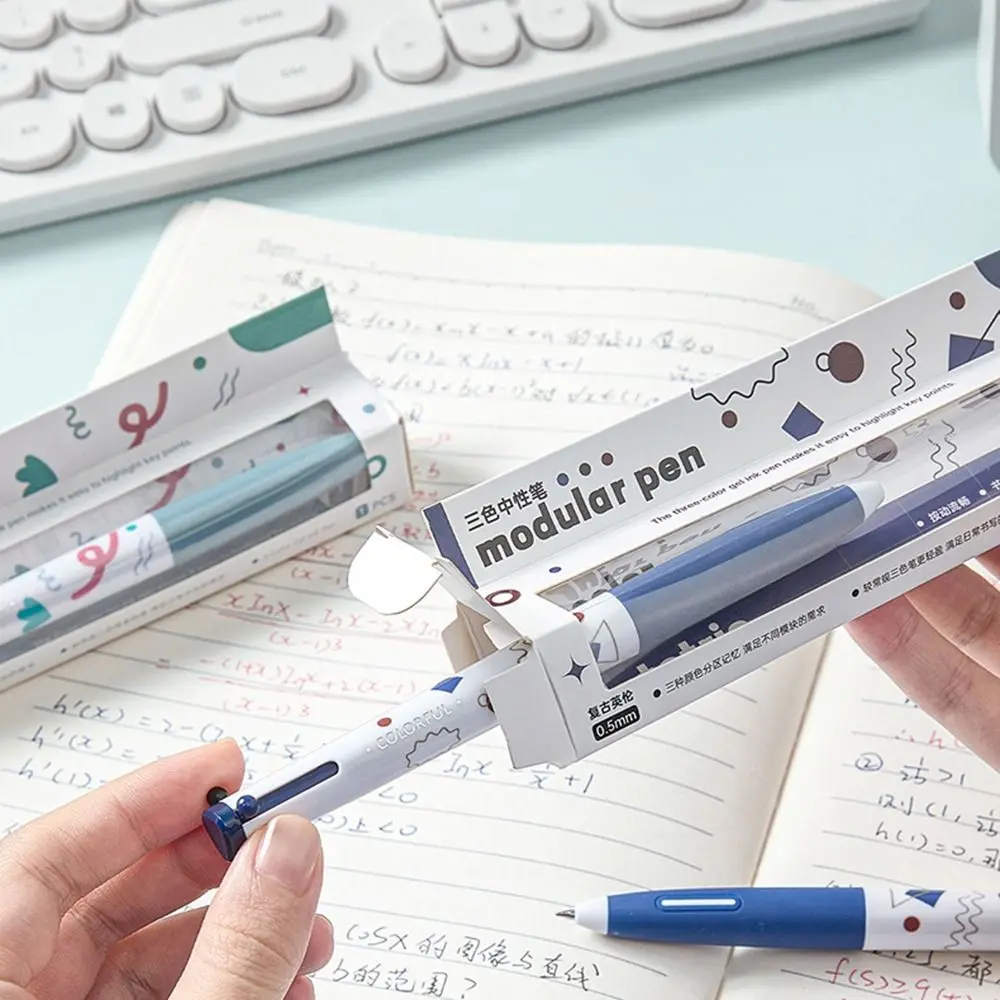 New 3 in 1 Multicolor Gel Pen Retractable Study Office Stationery Marker Pen Smooth Cute Modular Pen