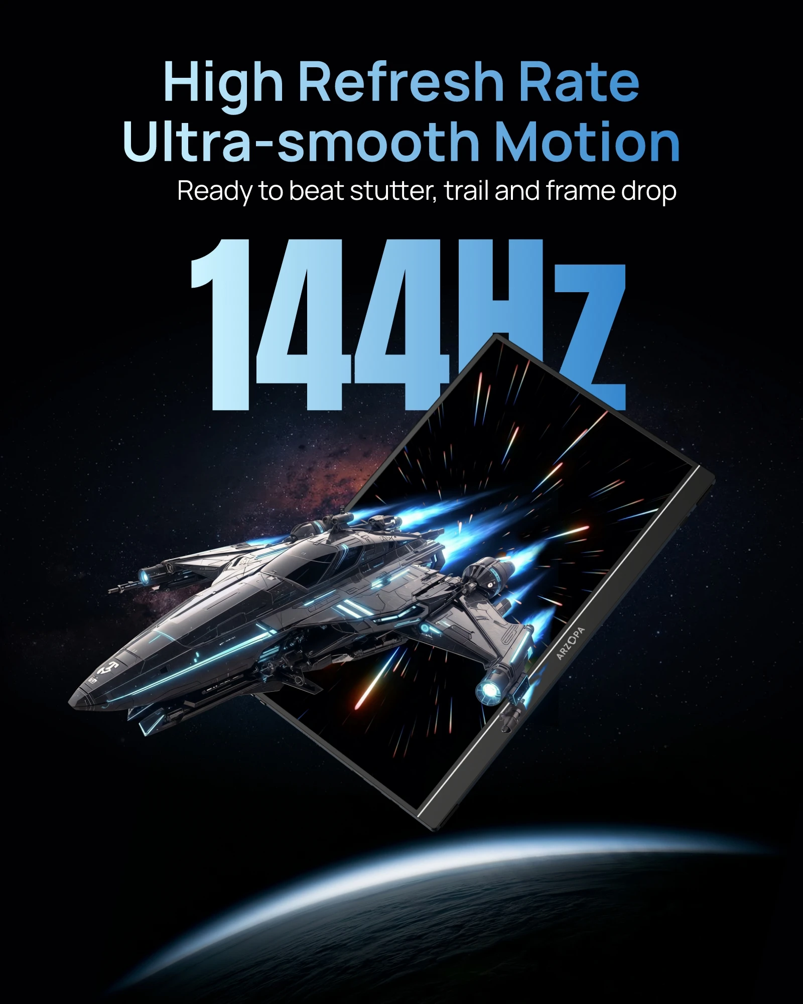ARZOPA 16,1-calowy przenośny monitor, 144 Hz, 100% sRGB, 1080P FHD, ekran IPS, zewnętrzny drugi ekran do laptopa/PC/PS5/Mac/Xbox Z1FC — zdjęcie produktu 3