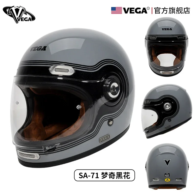 USA VEGA Retro Motorcycle Helmet Full Face Helmet For Harley DOT Approved Off Road Racing Cascos Para Moto Capacete Casco Moto