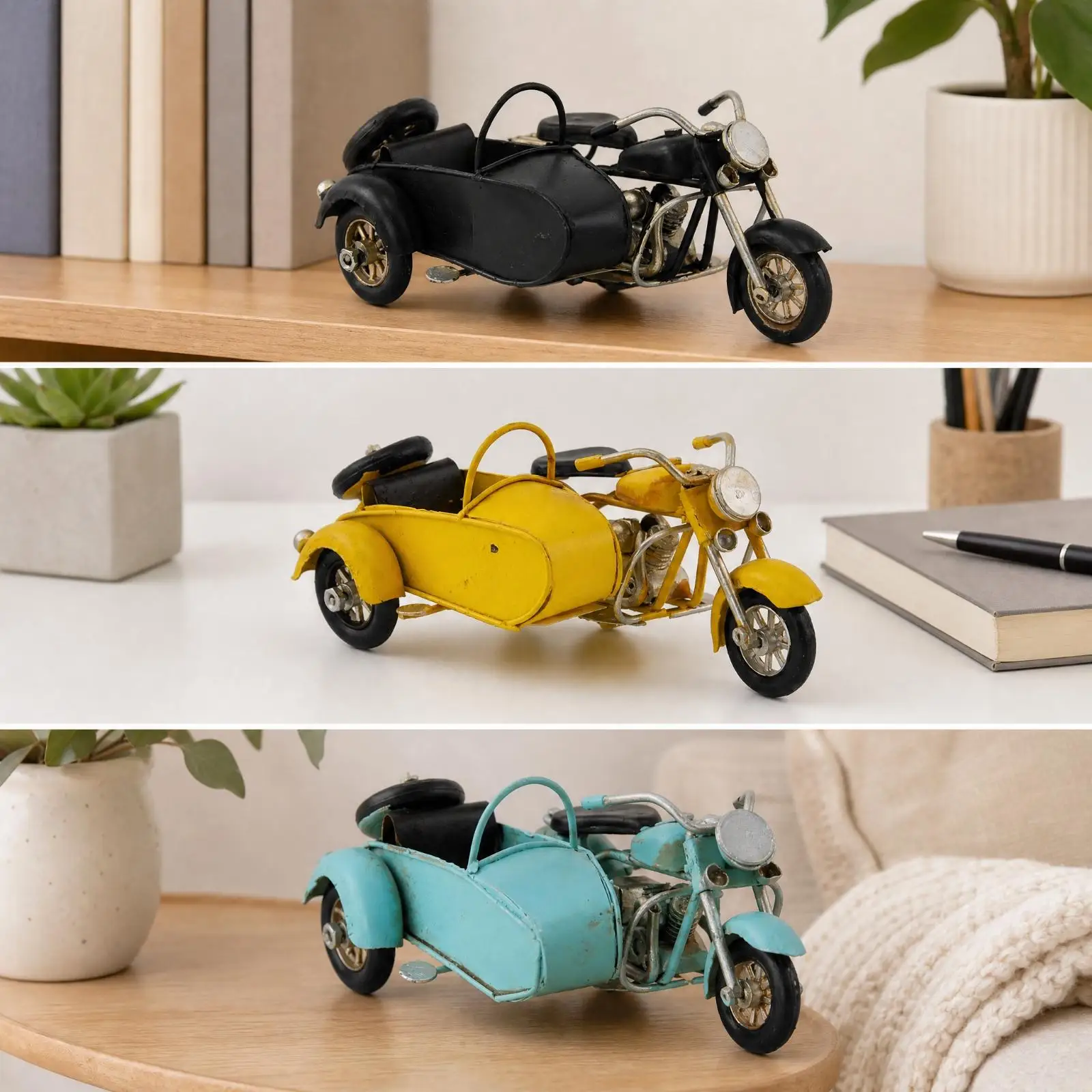 Distressed Metal Mini Tricycle Model Vintage Bike Sculpture for Home Decor Collectible Toy Display