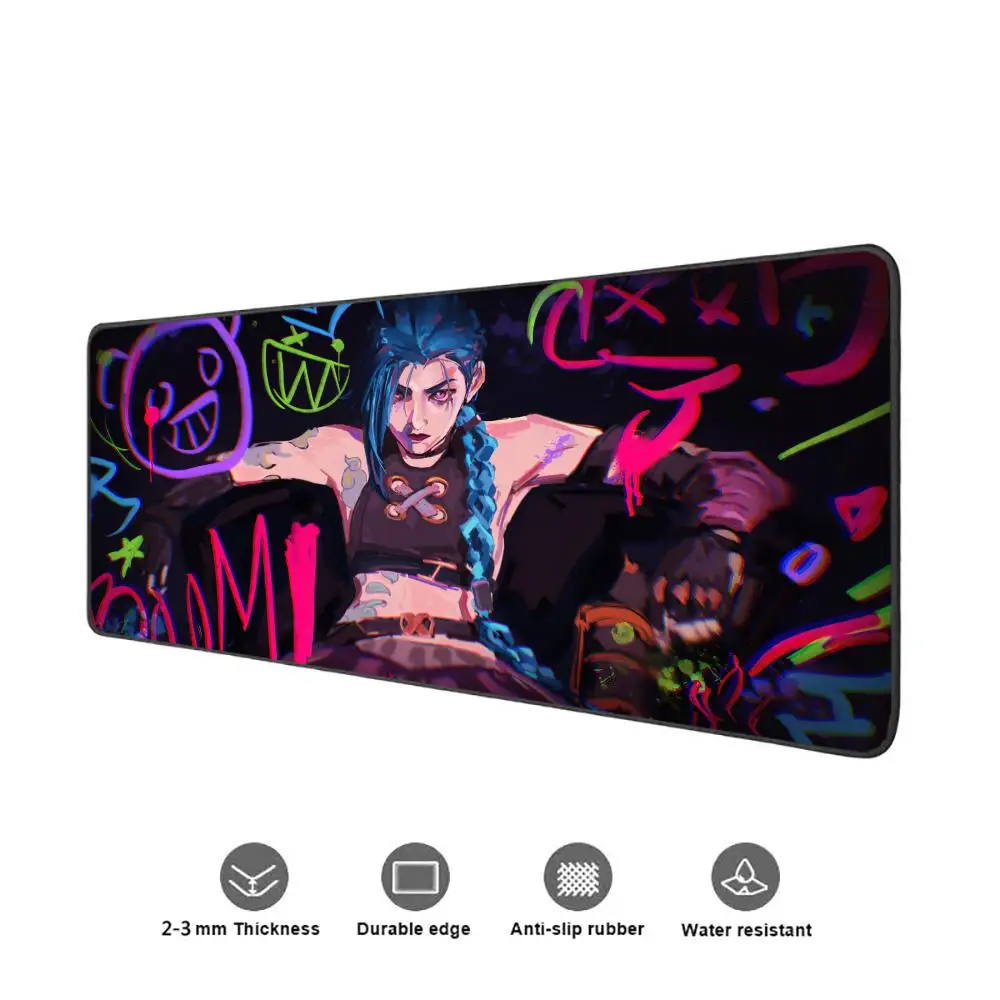 LOL Jinx Mousepad Gaming Mat Xxl Mouse Pad Gamer Computer Desk Mat Offices Accessories Office Rug Extended Mats Anime Gadgets