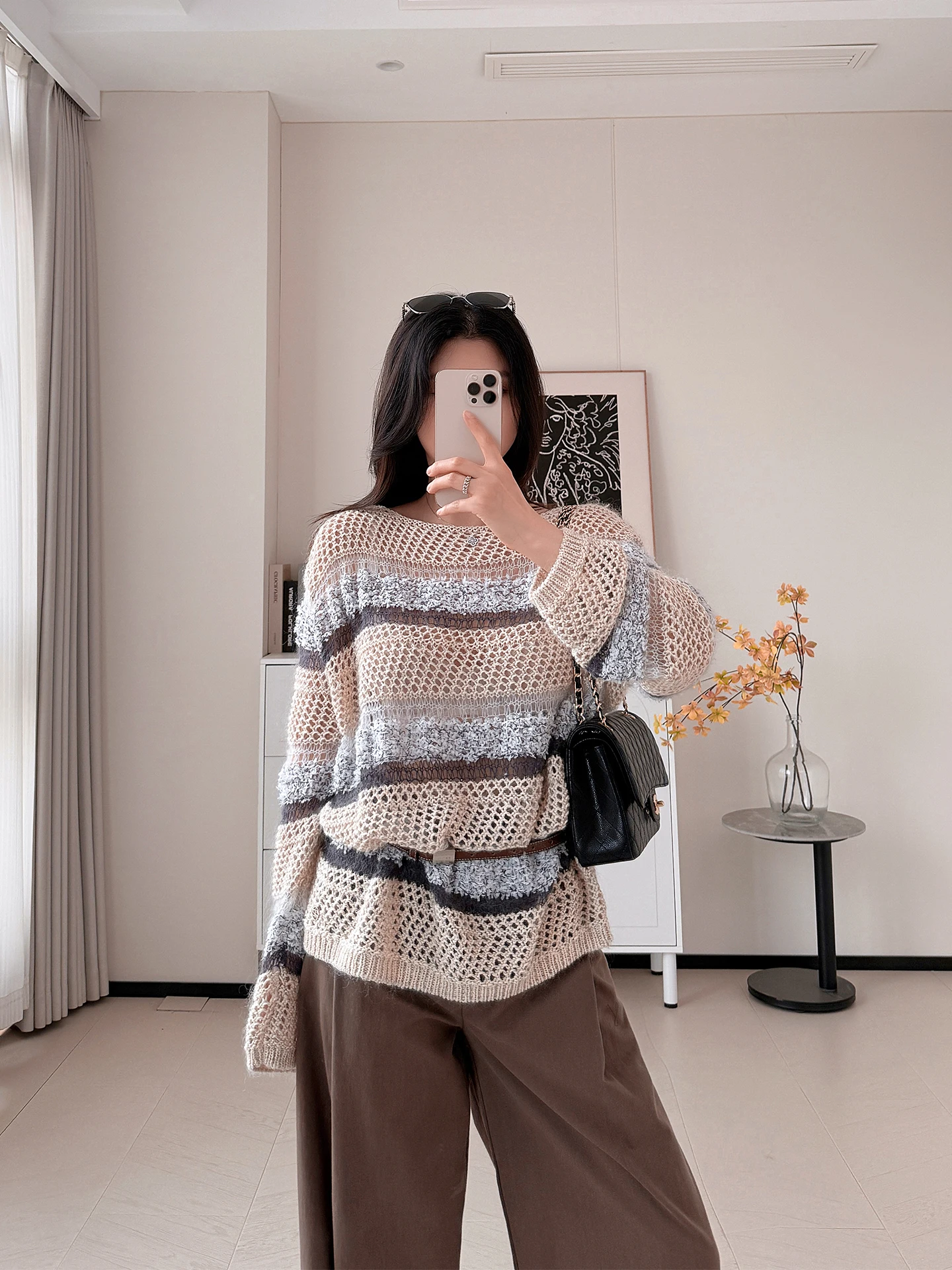 

Soft Hollow out Knitted Sweater Sle Original C Wool Camere Loose Fit Honeycomb Yarn Women's Faion Autumn Wear