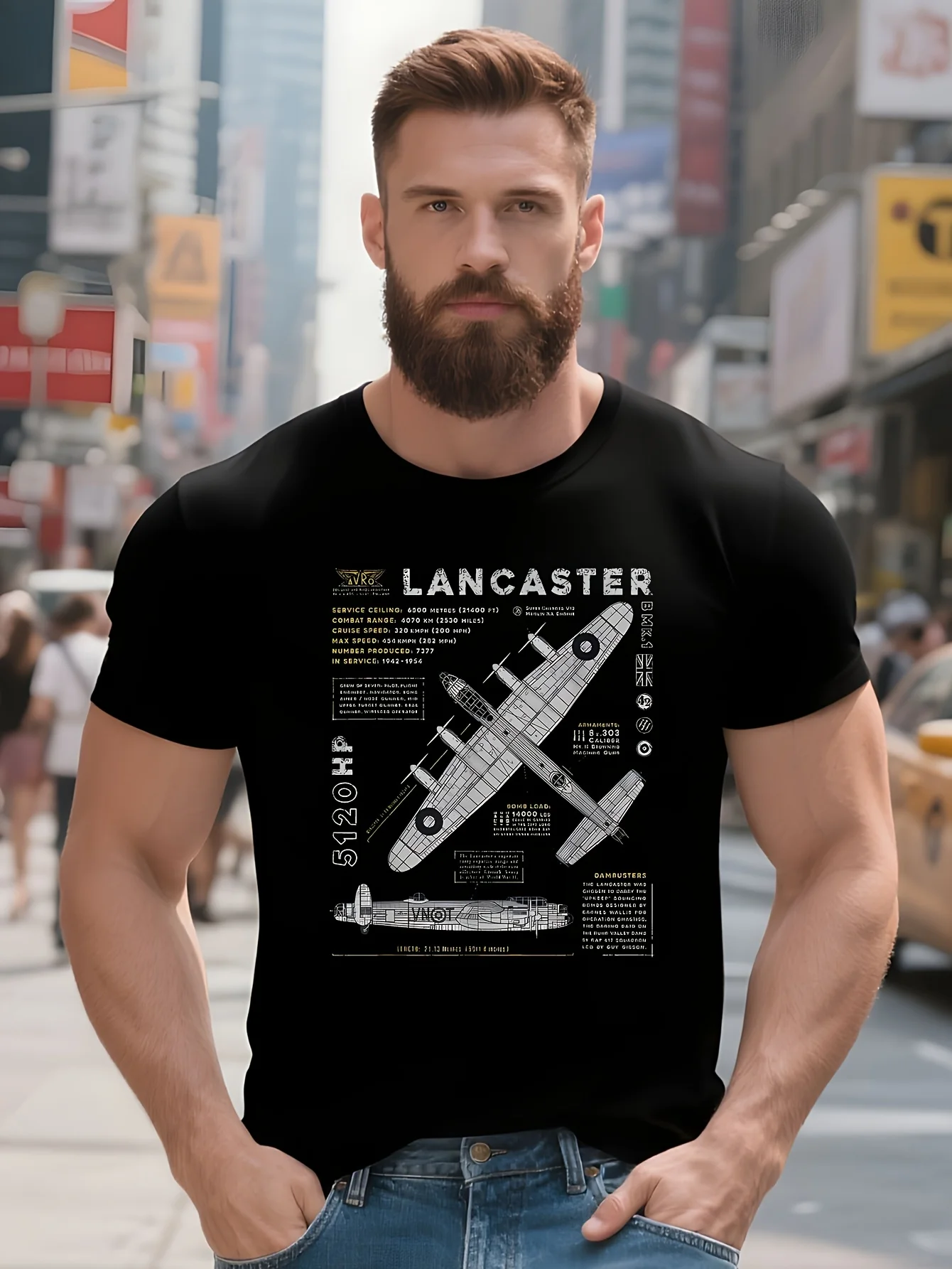 

Британская футболка RAF Lancaster Heavy Bomber Specification Blueprint, 100% хлопок, с круглым вырезом, летняя повседневная мужская футболка с коротким рукавом