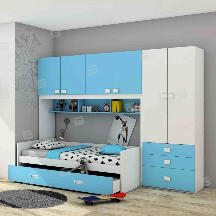 

Bedroom Furniture Children's Bed with Wardrobe Double Drawers Children's Single Bed