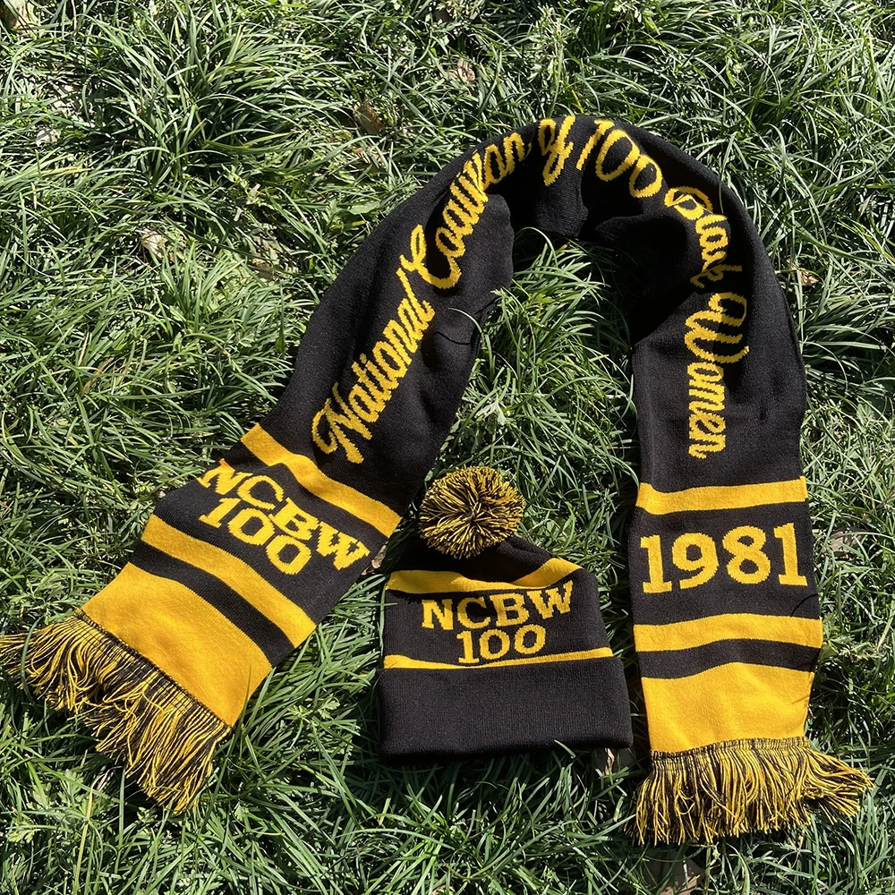 National Coalition of 100 Black Women yellow black Scarf Hat Set