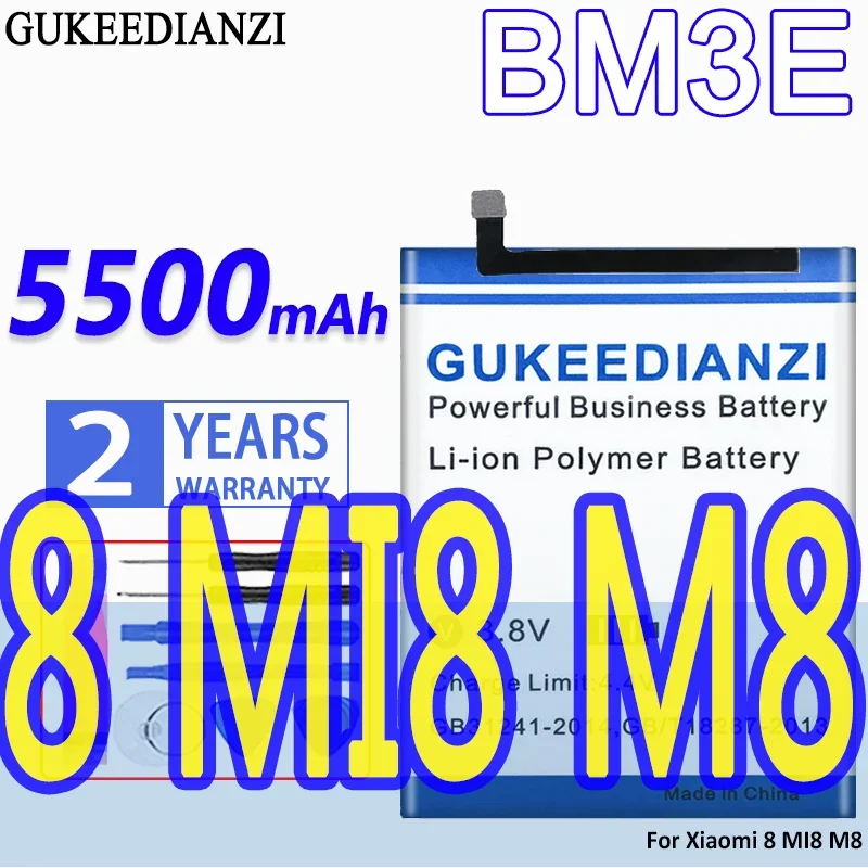 GUKEEDIANZI BN32 BM3E for Xiaomi Mi 8 Mi8 M8 Real  4000 / 5500mAhHigh Quality Replacement Battery + NO