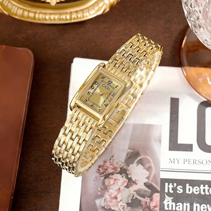 

Новые женские часы GEDI в стиле ретро: элегантные кварцевые часы класса люкс для женщин, минималистичные квадратные наручные часы из сплава, подарок, Reloj