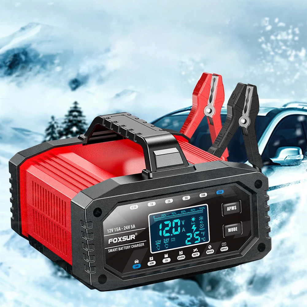 

15A 12V 24V автомобильное зарядное устройство автомобильный усилитель мото зарядное устройство для свинцово-кислотных аккумуляторов LiFePO4 AGM